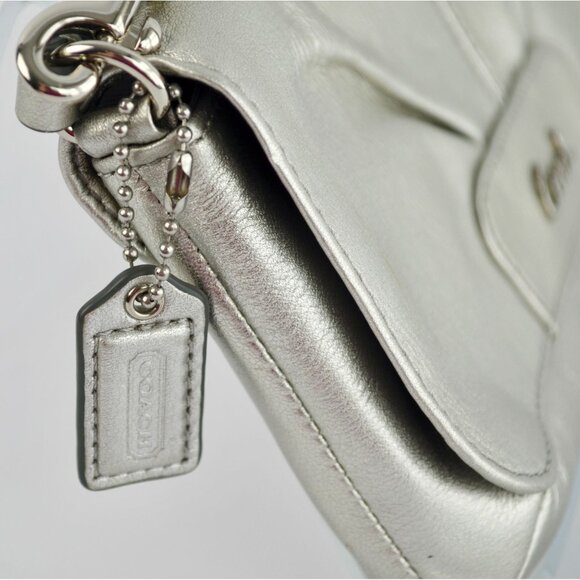 Coach Ashley Metallic Silver Leather Wristlet WITH HANGTAG - Picture 7 of 13